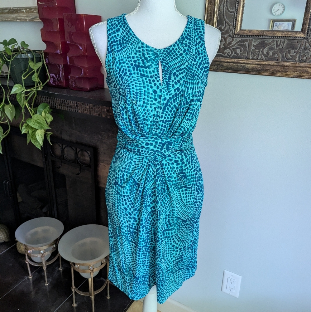 BANANA REPUBLIC Issa London Collection Wrap Dress 2 Keyhole Sleeveless Blue 172